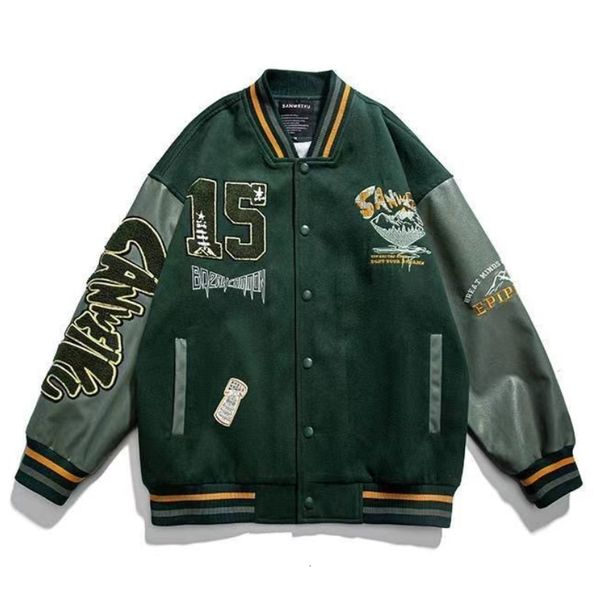 

men's jackets american letter flocking embroidered coats y2k street hip hop wild baseball uniform couple casual 230630, Black;brown