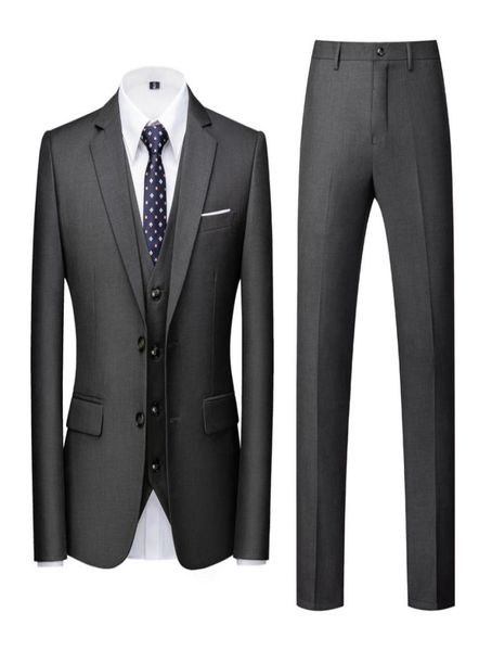 

latest coat pant designs business men039s classic suit dark grey formal men suits wedding wear male blazer groom tuxedo 3 piece2405043, Black;gray