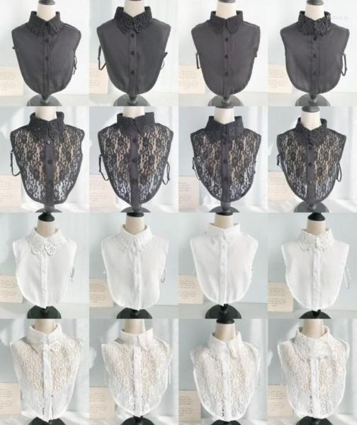 

bow ties women and girls lace fake collar blouse vintage detachable shirt false lapel ladies clothes accessories fred225106704, Black;gray