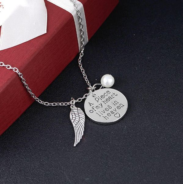 

pendant necklace jewelry a piece of my heart lives in heaven hand stamped remembrance miscarriage memorial pendant necklace gift j4474481, Silver