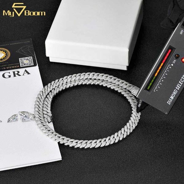 

fine jewelry hip hop 925 sterling silver vvs moissanite diamond iced out cuban chain bracelet necklace for men women