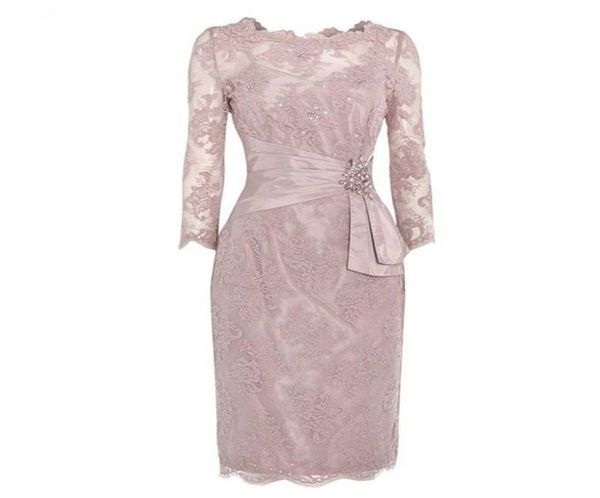 

three quarter beading lace mother of the bride dress knee length short for wedding2127627, Black;red