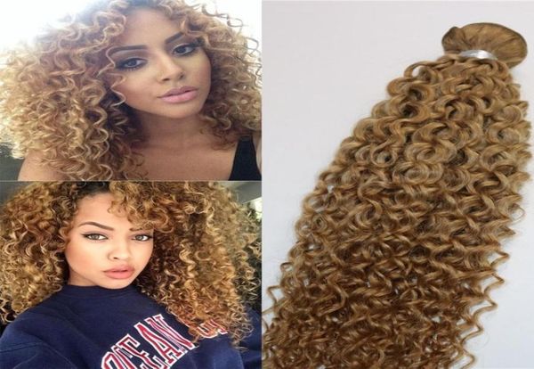 

afro curly weave brazilian human hair extensions strawberry honey blonde remy hair bundles 100gram per piece6045952, Black