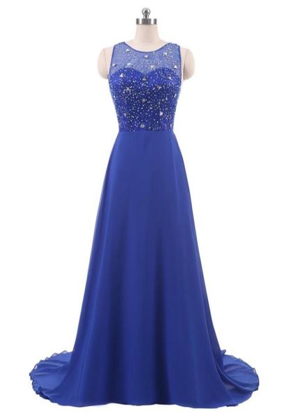 

royal blue plus size evening dresses 2018 sheer neck beaded backless long prom dress formal dresses real po in stock1886622, Black;red