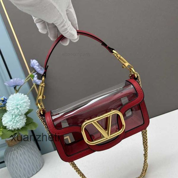 

bag fashion outdoor 2023 bag transparent luxury classic lady's women's new valentino cowhide brass hardware chain shoulder crossbo