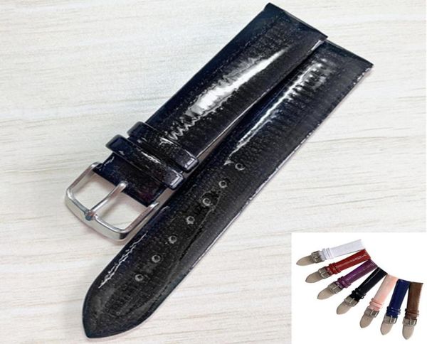 

watch bands colorful patent genuine leather strap stainless steel 12 14 16 18 20 22mm band accessories bracelets watchbands3393543, Black;brown