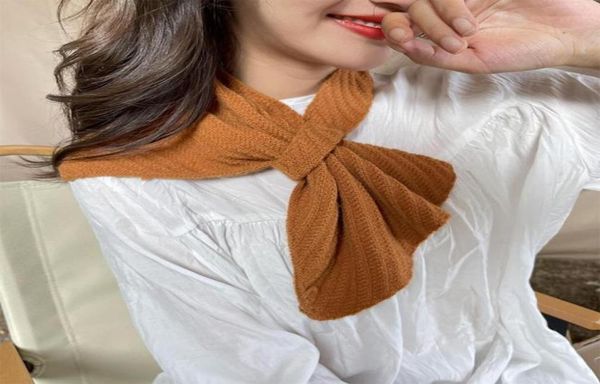 

bow ties women039s knitted fake collar shawl female solid color bib warm neckwear shirt detachable ladies false collarbow2929435, Black;gray
