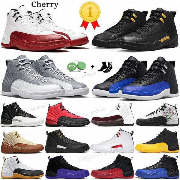 

12s men basketball shoes jumpman 12 mens cherry black taxi flu game hyper royal royalty taxi nylon michigan gym red stealth trainers sports