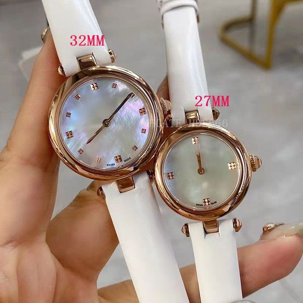 

women's causal fashionwatch 27mm 32mm leather strap quartz-battery watches gold wristwatches luxury watches high quality, Slivery;brown