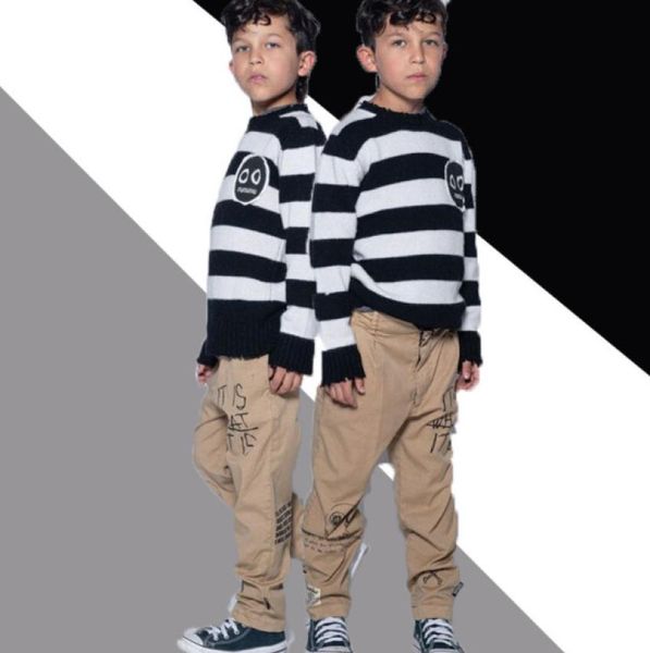 

fashion girls letter printed trouser 2022 children skull casual pants kids khaki loose trousers a83773069212, Blue