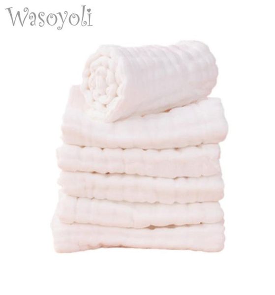 

wasoyoli 5 peices lot 12 layers white burp cloths 14x40cm 100 muslin cotton seersckuer infant feeding bathing face washing5890110