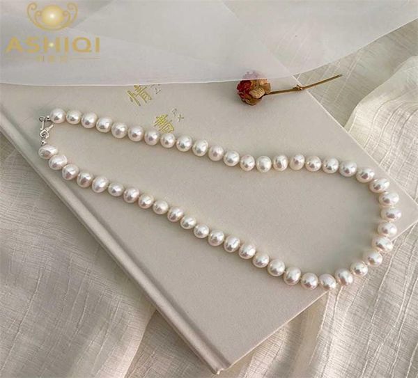 

ashiqi natural freshwater pearl necklace 925 sterling silver button jewelry for women fashion personality wedding gift 2201198639812