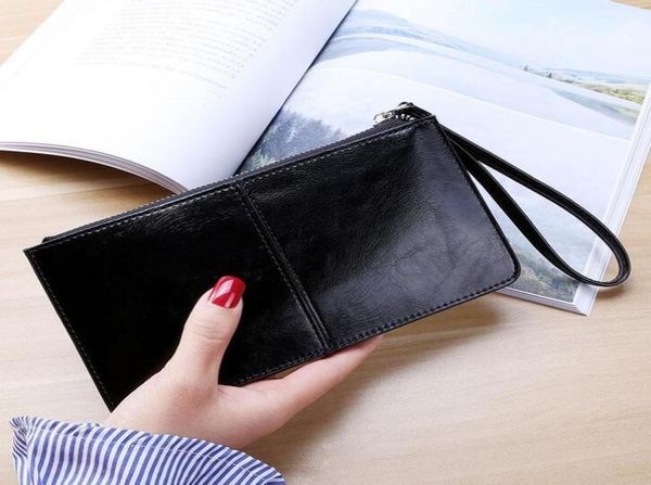 

womans zipper long clutch bag multicard pocket wallet01234473973, Black