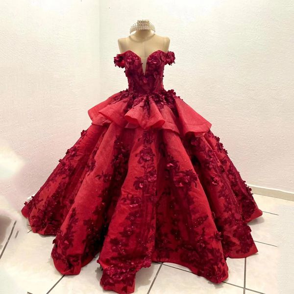 

red shiny quinceanera dresses ball gown for sweet girls beaded sequins 3d flowers birthday party princess prom dress robes de soiree, Blue;red