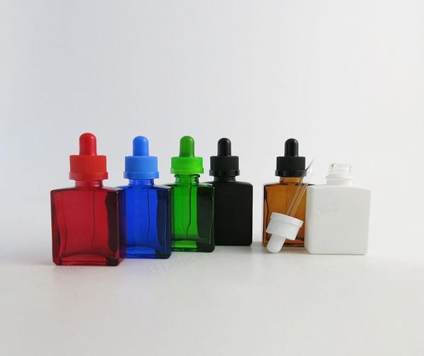 

12x 30ml empty red blue green frost black amber white square glass bottles with glass piepette droppers7466515