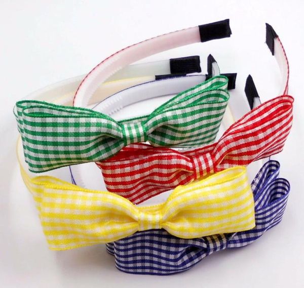 

45quot gingham headband bow shcool headband accessories 30pcs1818399, Slivery;white