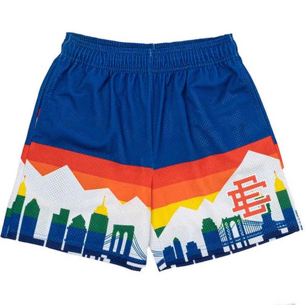 

fashion men's luxury ee shorts basic eric emanuel new york city skyline brand men women jog casual loose fitness sports beach pants mes, White;black
