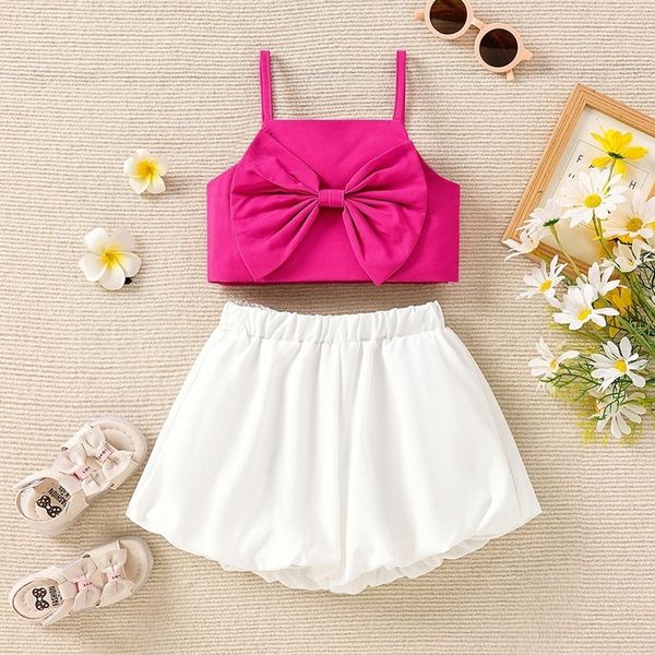 

clothing sets 2023 summer fashion girls' set 2 piece sling shorts 230630, White