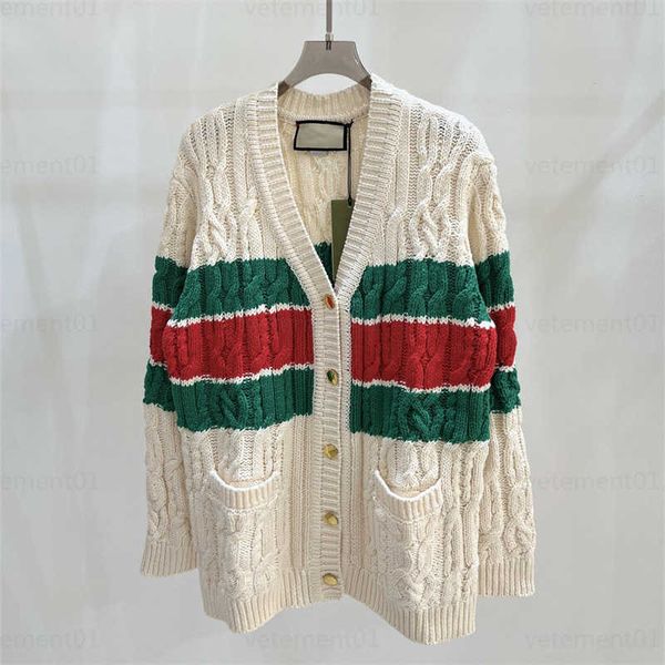 

fashion sweater designer jacket women autumn winter new retro colorwork twist knitted cardigan long-sleeved sweater cardigan designers woman, White;black