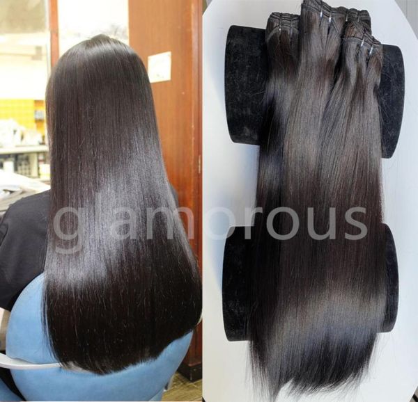 

super double drawn bone straight hair 3 bundles extensions brazilian virgin raw cuticle aligned 100 human hair weave4941313, Black