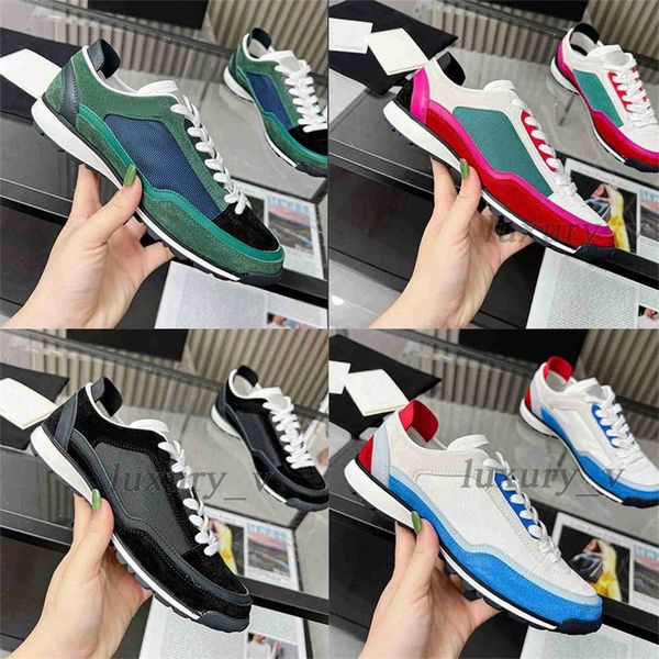 

designer women shoes suede calf leather sneakers deerskin panda casual shoes mesh fabric tainers breathable solid color sport shoe, Black