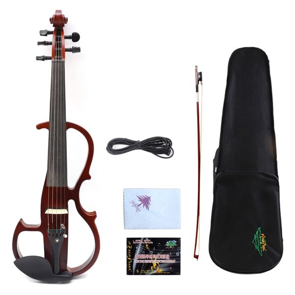 

yinfente 5string 4/4 electric violin soild wood nice tone case bow #ev8