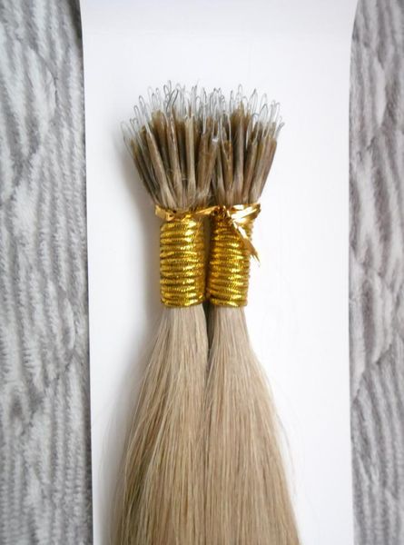 

100 pieces brazilian virgin100g remy micro beads hair extensions in nano ring links human hair straight 9 colors blonde european h3251760, Black