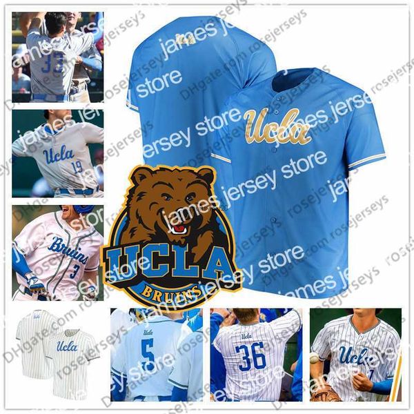 

custom wears ucla 2019 college baseball any name number white gray light blue 7 michael toglia 36 ja, Blue;black