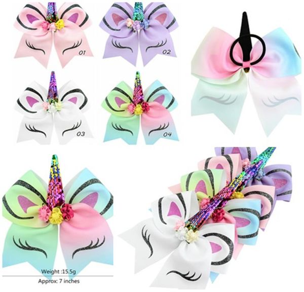 

new rainbow sequin ponytail holder floral bowknot elastic hairbands glitter hairpins hair bows hair accessories girl christmas gif5297885