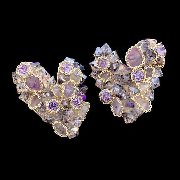 

charm new full luxury crystal heart shaped earrings and earrings simple sweet design feeling for women 230630, Golden