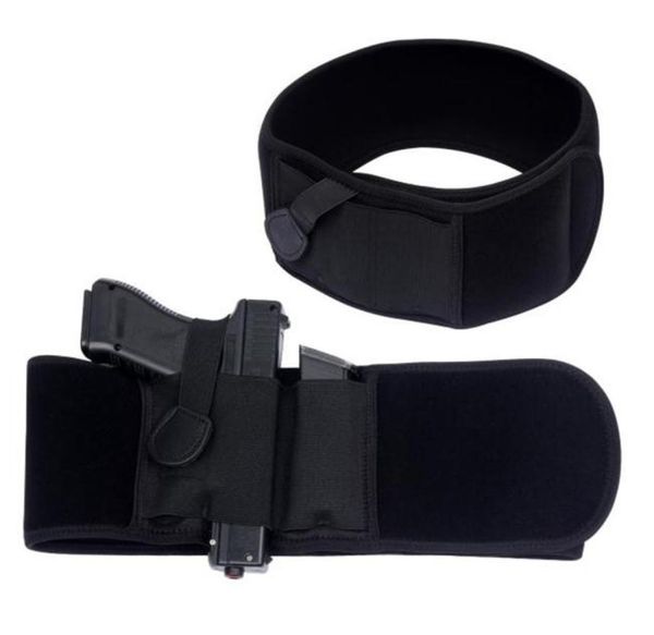 

outdoor tactical belly band holster universal elastic wide belt pistol holsters universal waist glock magazine pouch belts1378994, Black;green