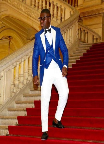 

2020 men039s suit 3 pieces casual slim fit royal blue white notch lapel groom tuxedos for wedding party suits man blazer1743708, Black;gray