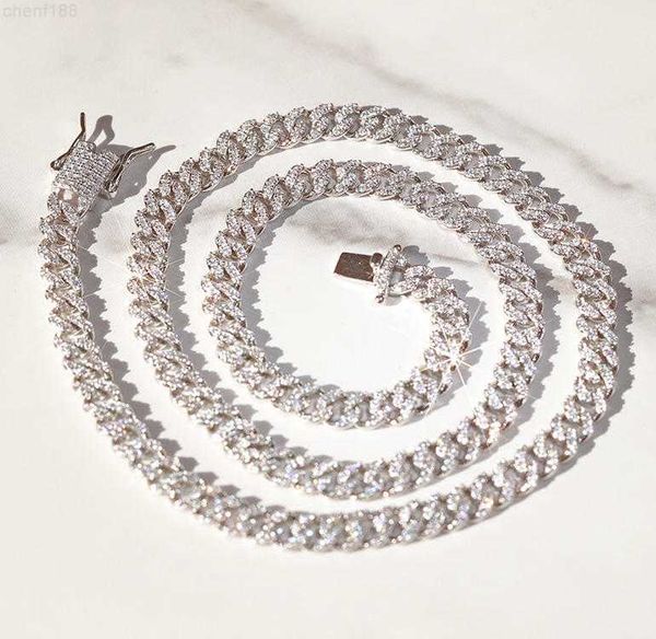 

hip hop factory price 925 silver single wide shiny moissanite necklace cuban link chain mensfashion jewelry