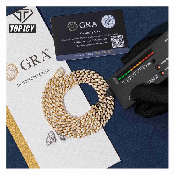 

pass diamond tester vvs moissanite chain 100% 925 sterling silver 8mm moissanite cuban luxury hip hop men jewelry women necklace