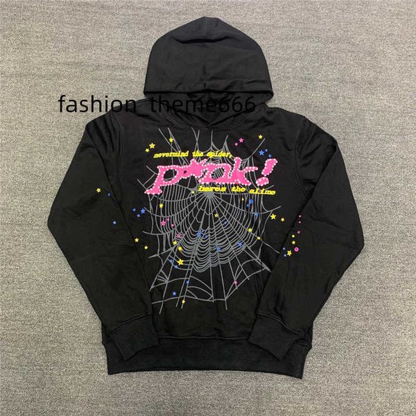 

puff print hoodies men women 1 heavy fabric sweatshirts pullover, Black