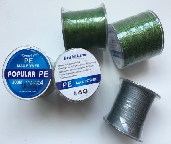 

300m pe braided fishing line 4 stands japan multifilament 4 super strong carp colorful braid fishing line grey army green color2666094