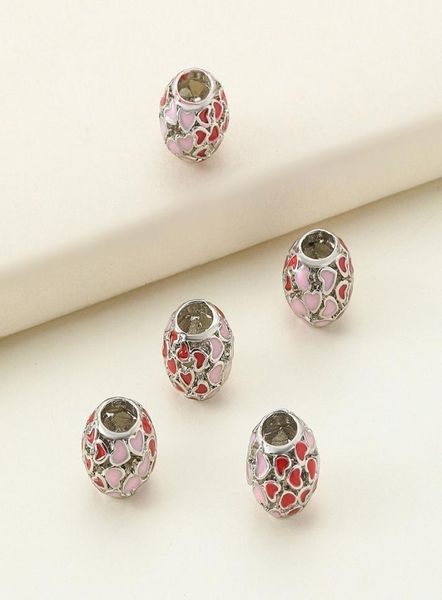 

fits pandora bracelets 20pcs pink red enamel heart silver charm bead fit pandora charms bracelet beads for 925 sterling silver jew5038993, Black