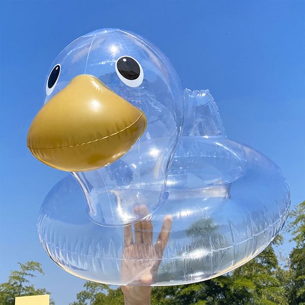

kickboards cute transparent duck baby swimming ring inflatable kids bath circle floating seat for water party beach pool toys 230629