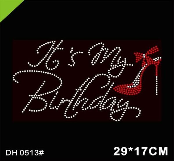 

birthday rhinestone heat transfer for t shirts 051301233143519, Black