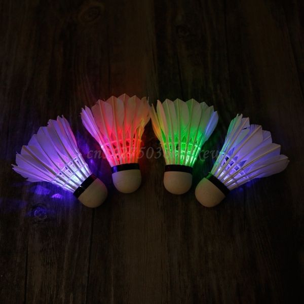 

badminton shuttlecocks 4pcs dark night colorful led shuttlecock birdies lighting feather 230629