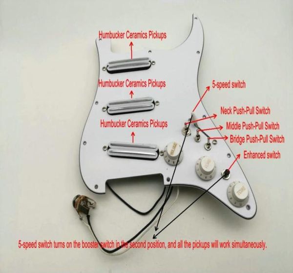 

multifunction guitar pickups pickguard humbucker track sss guitar wiring harness pushpull pots fits stratocaster4276838