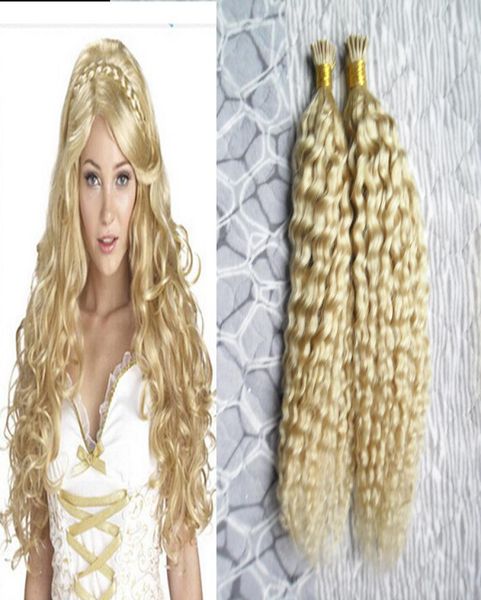 

613 bleach blonde indian remy human hair i tip hair 100g blonde 100s pre bonded keratin stick tip human hair5008656, Black