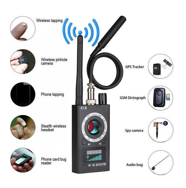 

1mhz65ghz k18 multifunction detector camera gsm audio bug finder gps signal lens rf tracker detect wireless products4221629, Silver