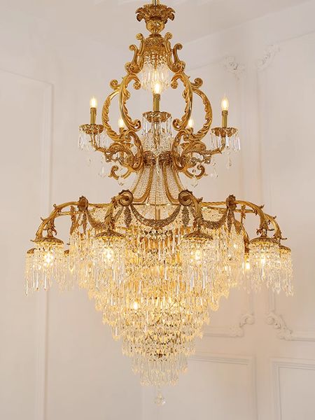 

american luxury crystal chandeliers lights fixture french large romantic copper chandelier european classic luminaria home indoor lighting d