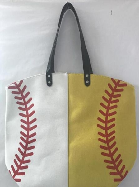 

2021 canvas outdoor beach sports half baseball half softball baseball tote football shouder bags girl volleyball totes storage bag1760839