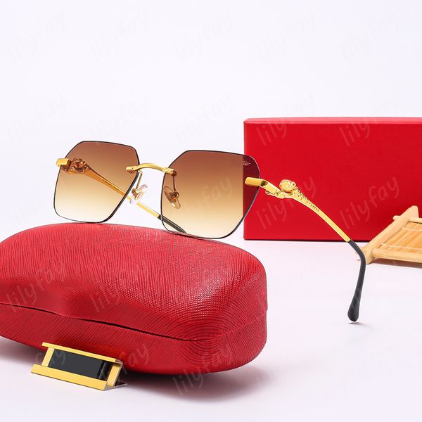 

luxury gold tiger holder sunglass designer sunglasses for women sun glasses womens eyeglasses eyewear frameless mens sunglasses with box 202, White;black
