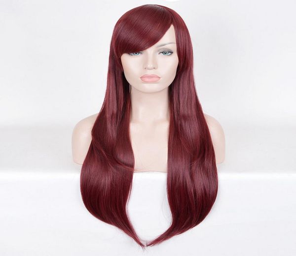 

women hair deep red dyed wig wigs wine red body wavy burgundy j19534040, Black;brown