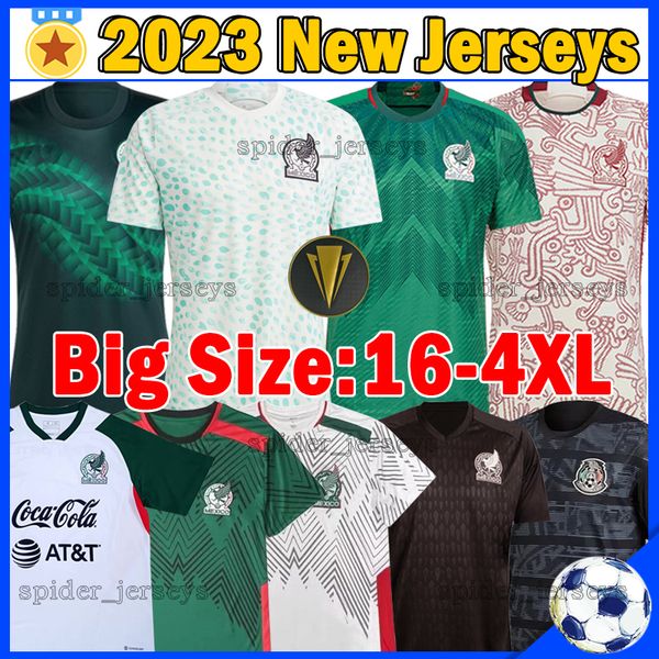

xxxl 4xl 23/24 mexico soccer jersey fans player version 2023 special national goalkeeper 2024 copa america chicharito lozano men women kids, Black;yellow