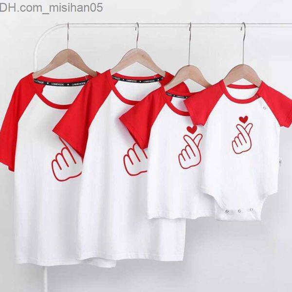 

family matching outfits family look matching outfits t-shirt clothes mother father son daughter kids baby short sleeve loving heart 210429 z, Blue