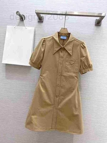 

basic & casual dresses designer 23 spring/summer temperament age reducing letter triangle label polo neck bubble sleeve waist wrapped a-line, Black;gray